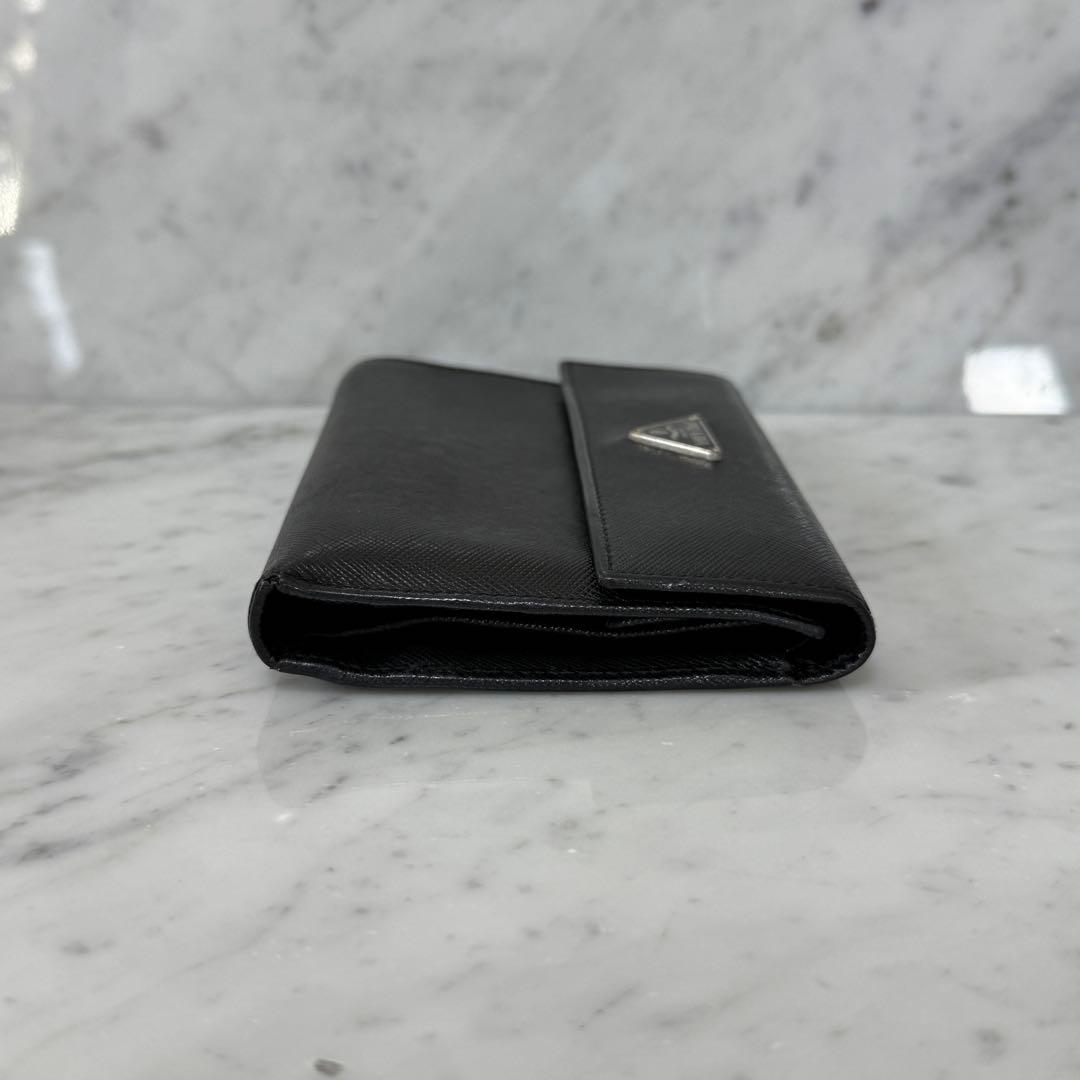 PRADA プラダ 三つ折財布 ブラック 黒 サフィアーノ トライアングル