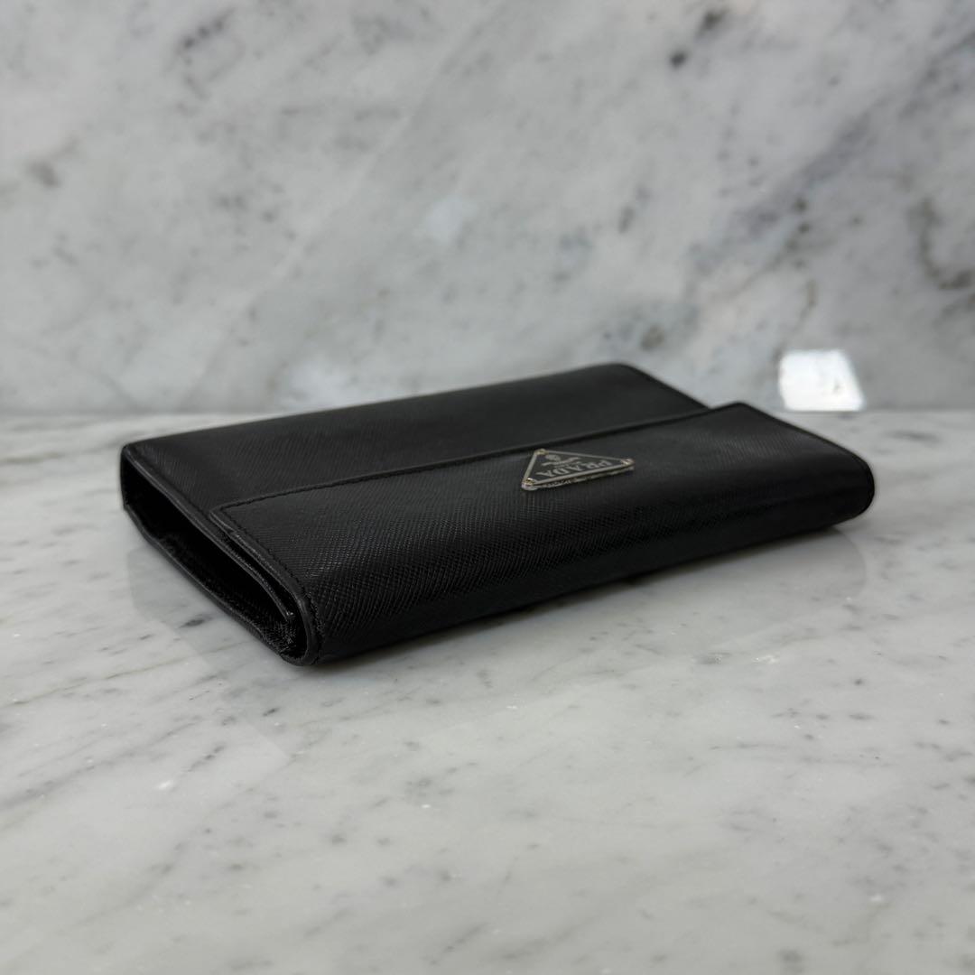 PRADA プラダ 三つ折財布 ブラック 黒 サフィアーノ トライアングル