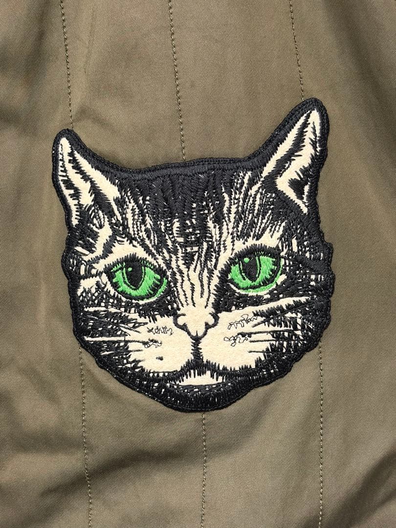 GUCCI 猫刺繍 MA-1ジャケット オリーブグリーン