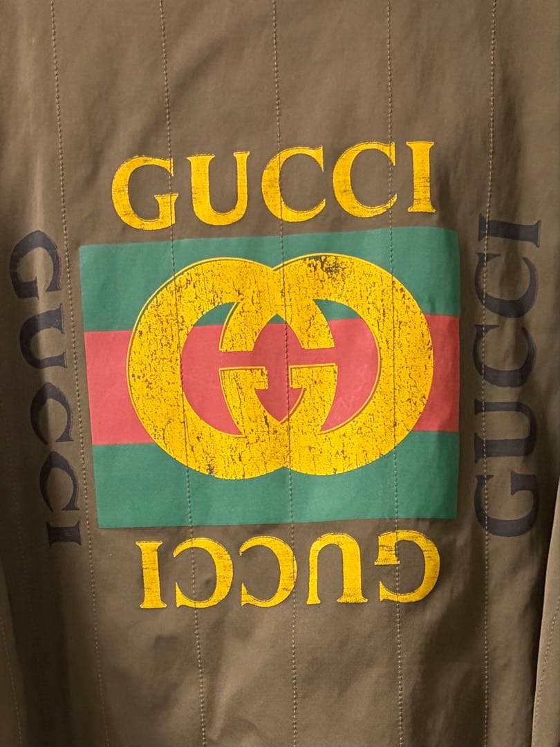 GUCCI 猫刺繍 MA-1ジャケット オリーブグリーン