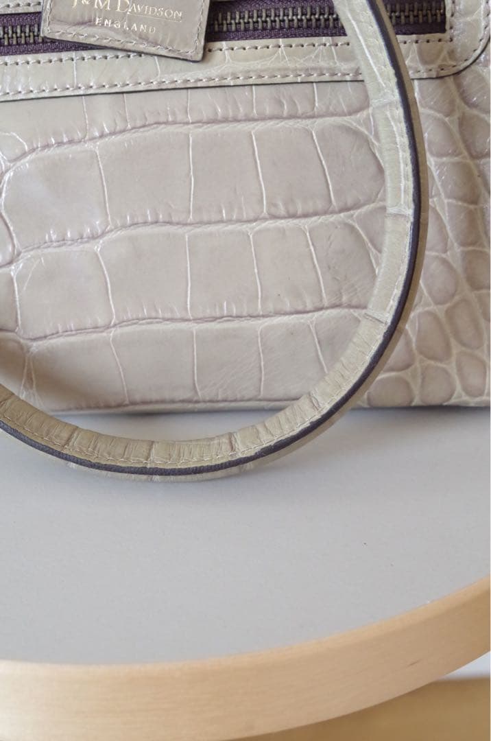 J&M Davidson クロコダイル型押し VIVI グレージュ　ミニボストン