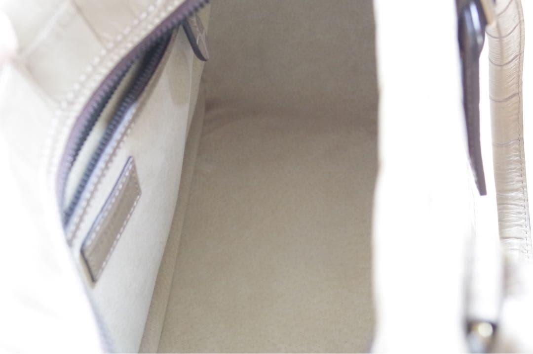 J&M Davidson クロコダイル型押し VIVI グレージュ　ミニボストン