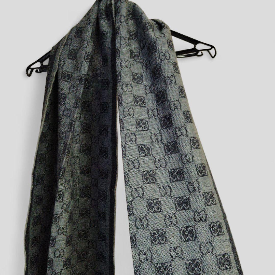 【美品】GUCCI　グッチ　マフラー　リバーシブル　グレー系　ユニセックス