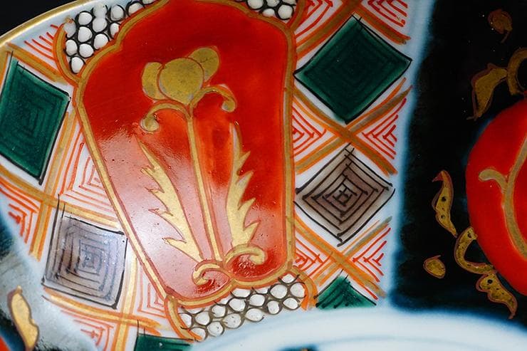 古伊万里色絵手描染付絵付け花形向付五客