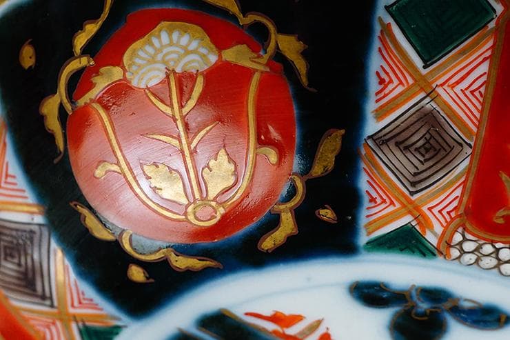 古伊万里色絵手描染付絵付け花形向付五客