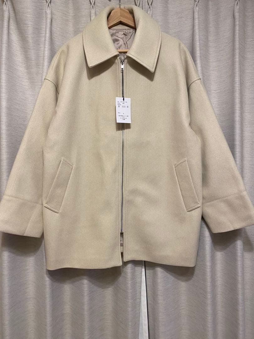 Lian ステンカラーミドルコート ホワイト ノーカラーコート