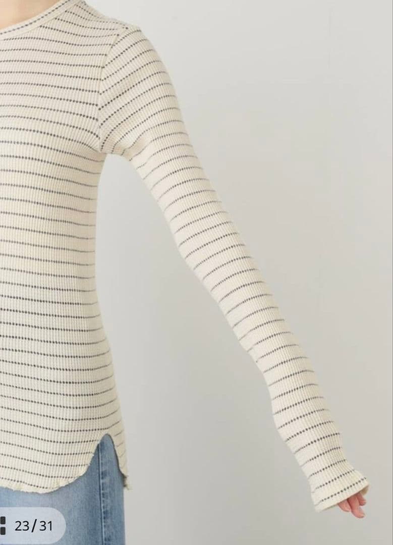 新品未使用【WAFFLE BORDER LONG SLEEVE TOP】
