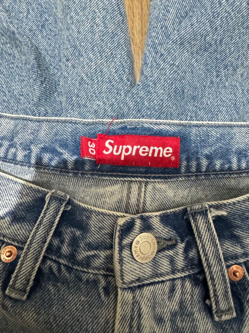 パンツ supreme baggy denim short Washed Blue