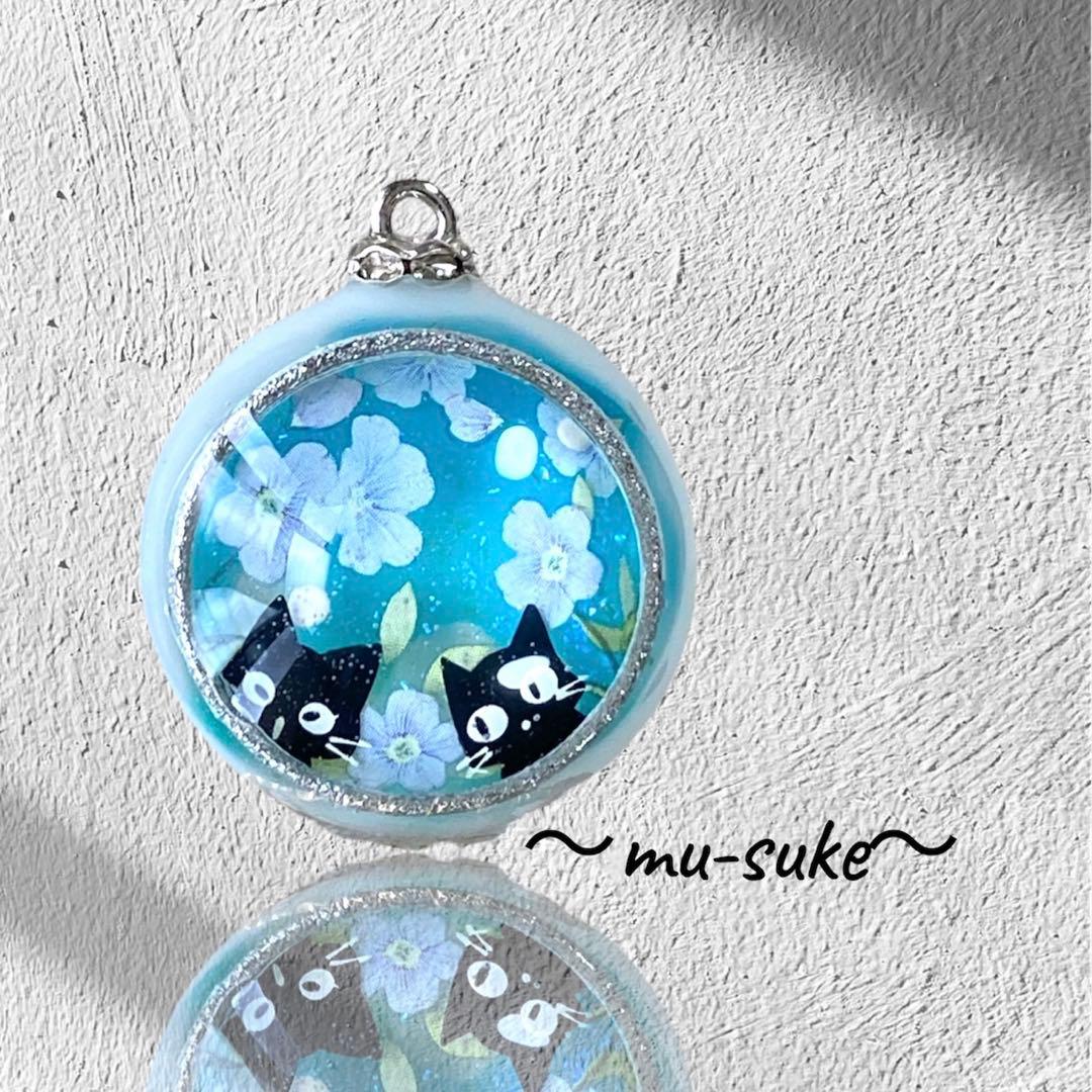 〜カヤ　☪︎⋆☽様〜新作　天然石　レジンネックレス　【猫紅葉】