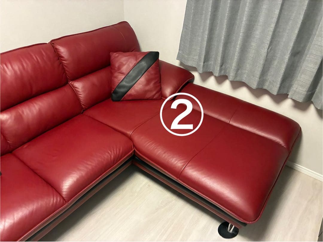 極美品　【セット販売①】 ニトリ　ロゾ４　カウチソファ　レッド