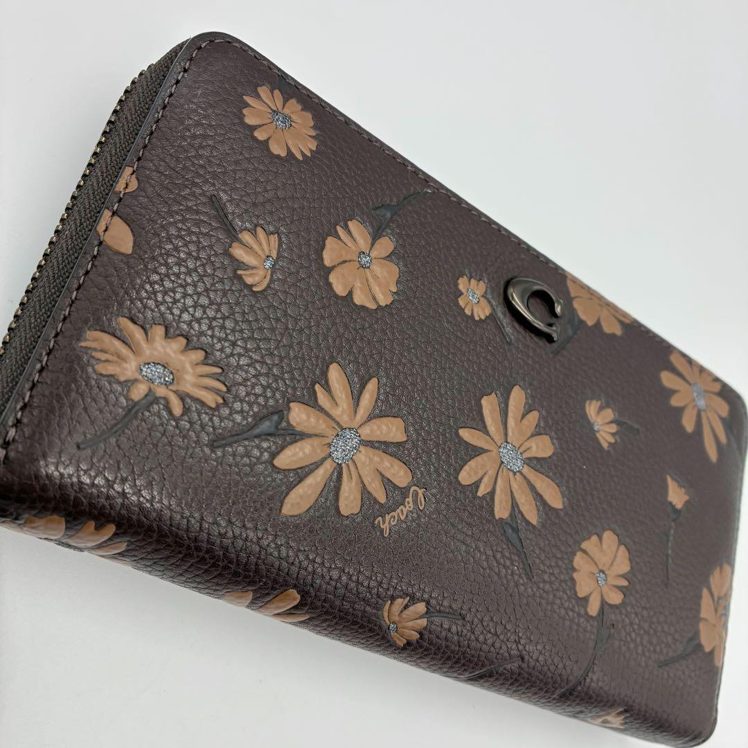 COACH コーチ アコーディオンジップ ウォレット フローラル 花柄 ラメ