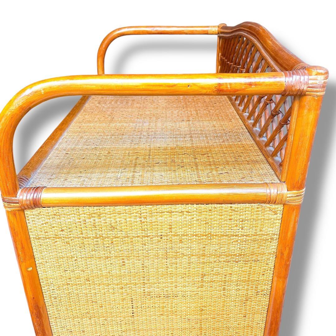 美品 ラタン調 籐 タンス チェスト 5段収納家具 ナチュラル 引き出し6個