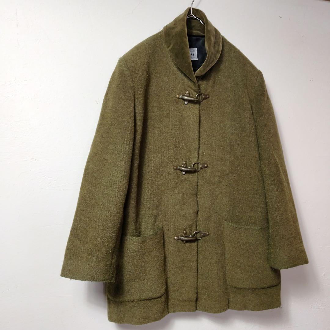 【ファイヤーマンフック　アルパカモヘア混　ベロア襟　コート　フランス製　古着】