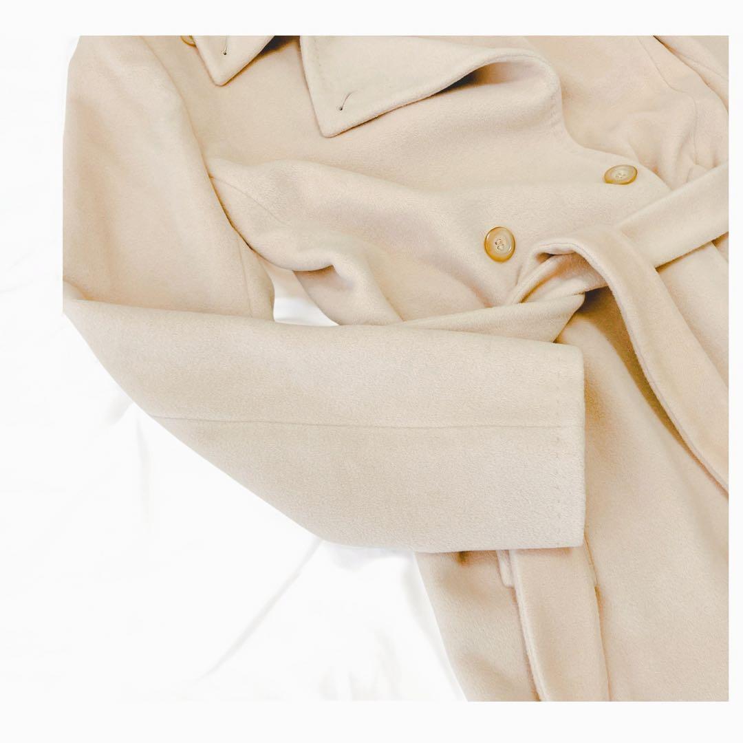 マックスマーラ　アンゴラ ブレンド ロングコート | ベージュ　ダブル　ベルト