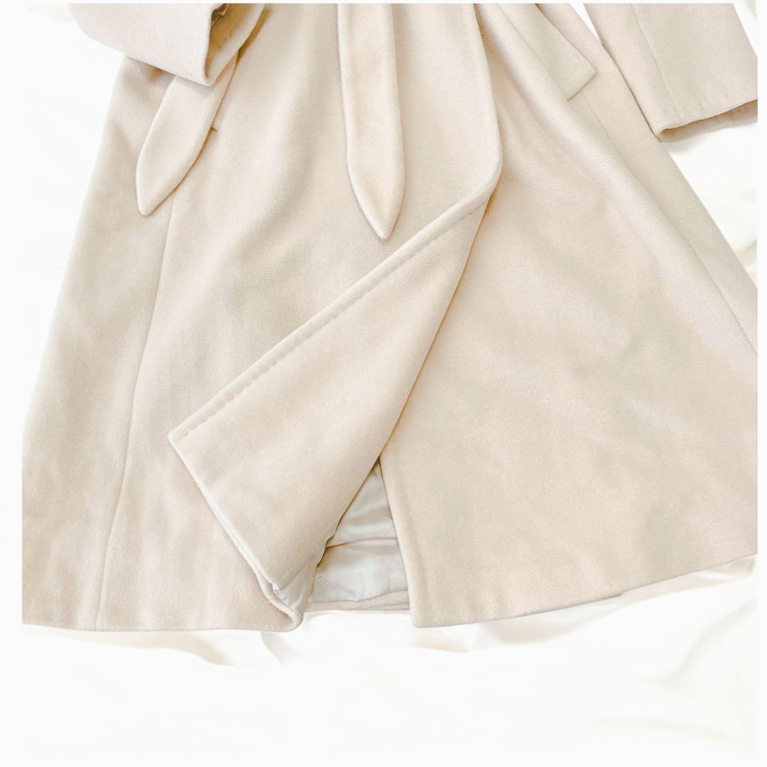 マックスマーラ　アンゴラ ブレンド ロングコート | ベージュ　ダブル　ベルト