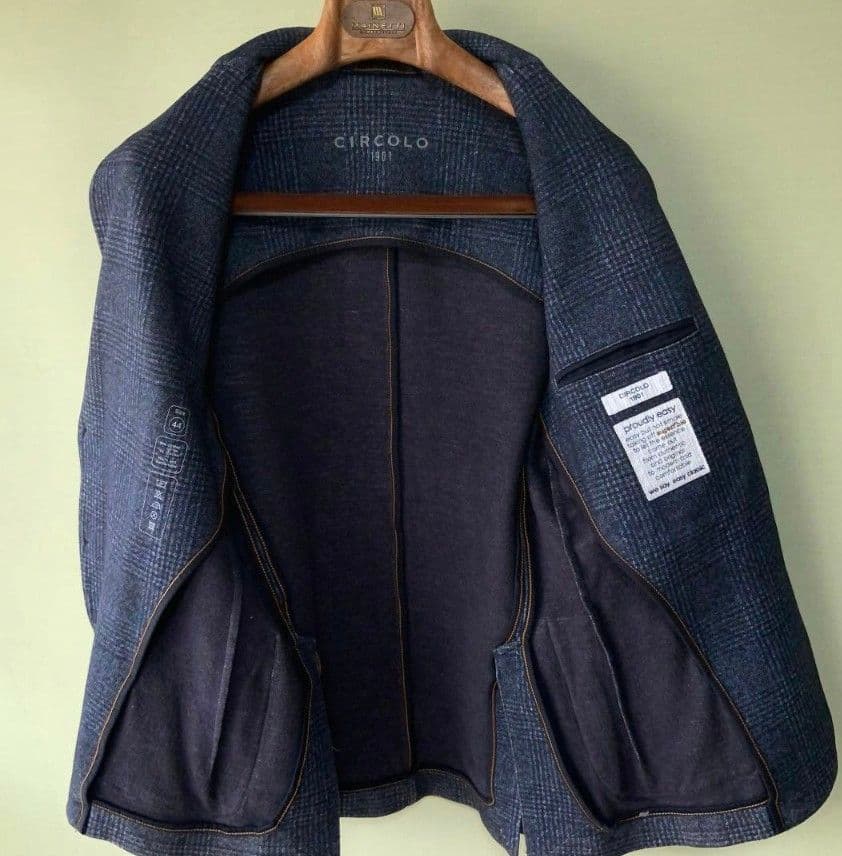 CIRCOLO1901チルコロ ジャージジャケット 44 ネイビーグレンチェック