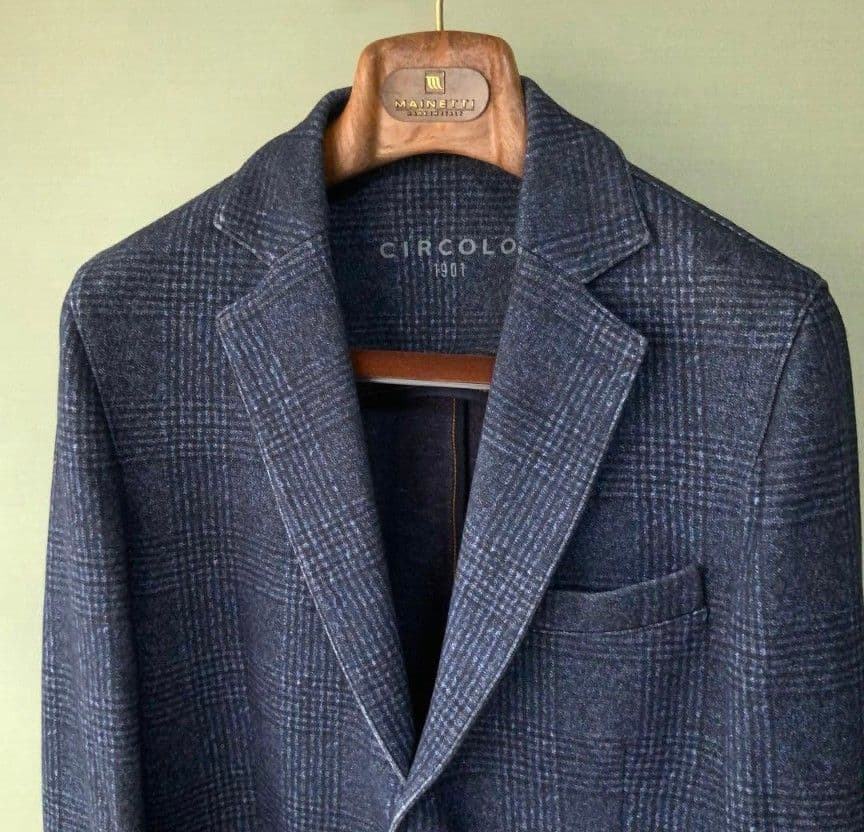 CIRCOLO1901チルコロ ジャージジャケット 44 ネイビーグレンチェック