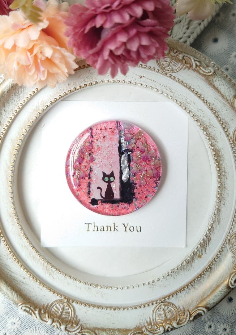 レジン　猫　ヘアゴム　ブローチ　ポニーフック　No.252