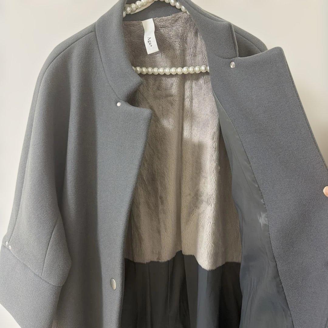 【新品未使用】ヤマダヤ Aga+ 日本製 ダブルメルトン ウールコート グレー9