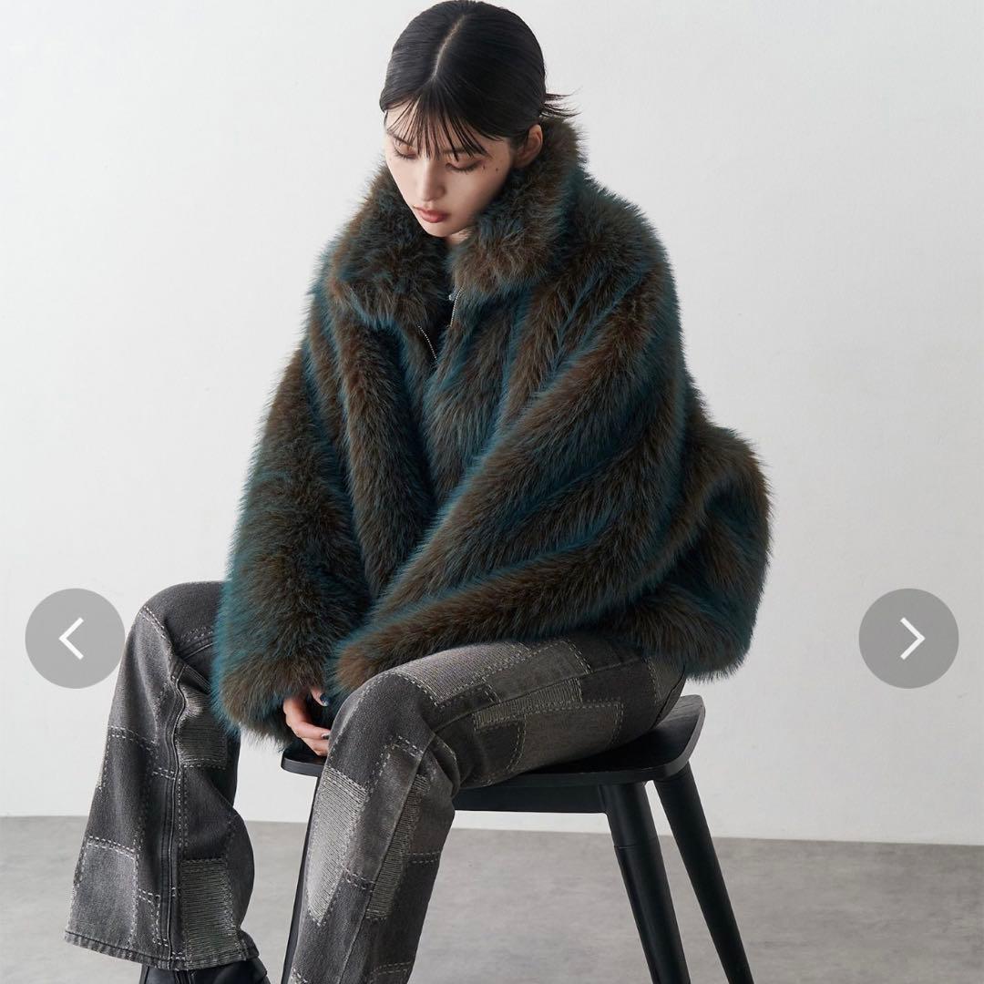 MIXフェイクファーブルゾン　MURUA ブルー