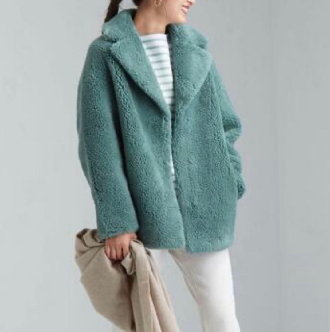 GINI ❤素敵　ミントグリーン ボアコート　チェスター　エメラルド　新品