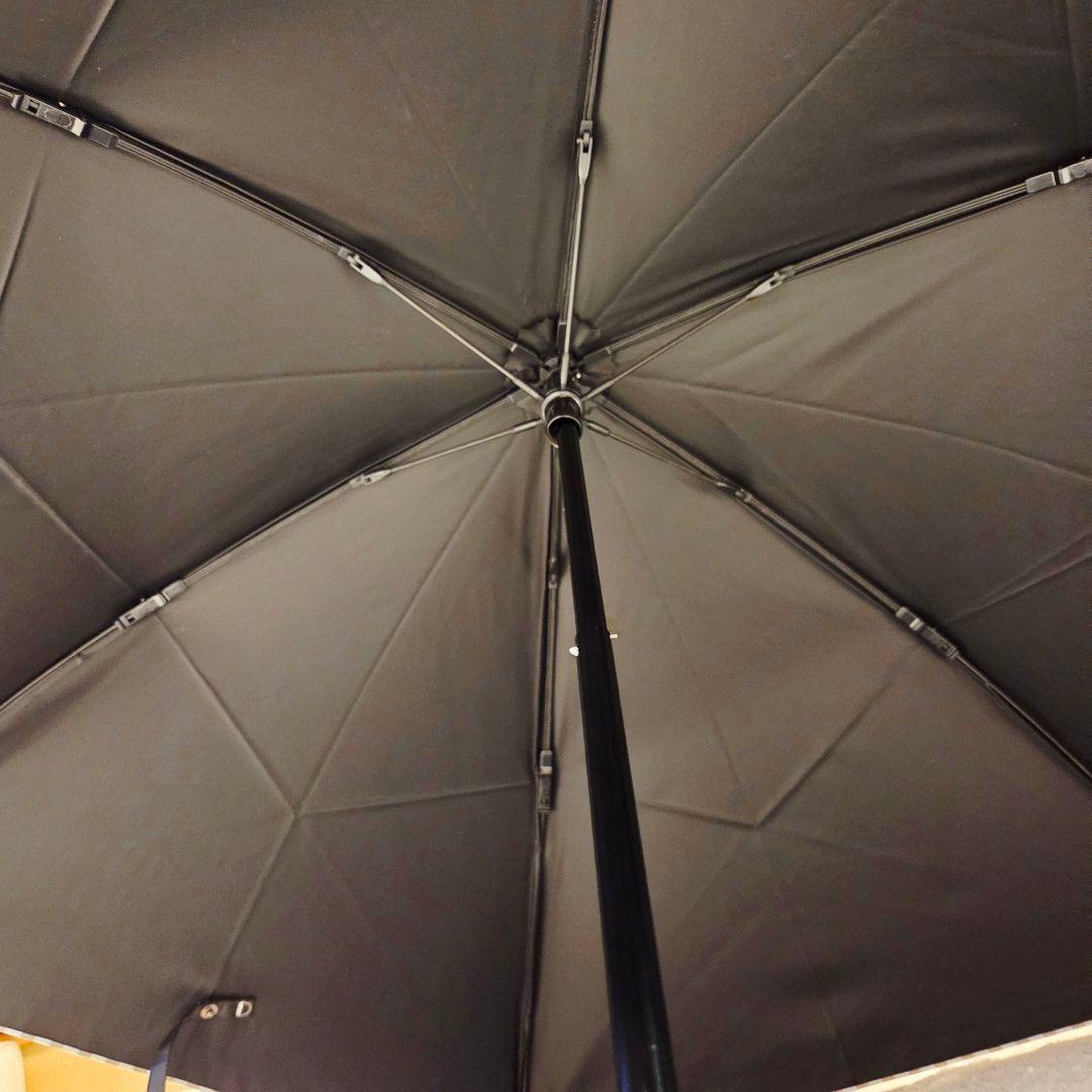 美品　サンバリア　100　折り畳み傘　日傘　ストライプ　モカ　二段折り