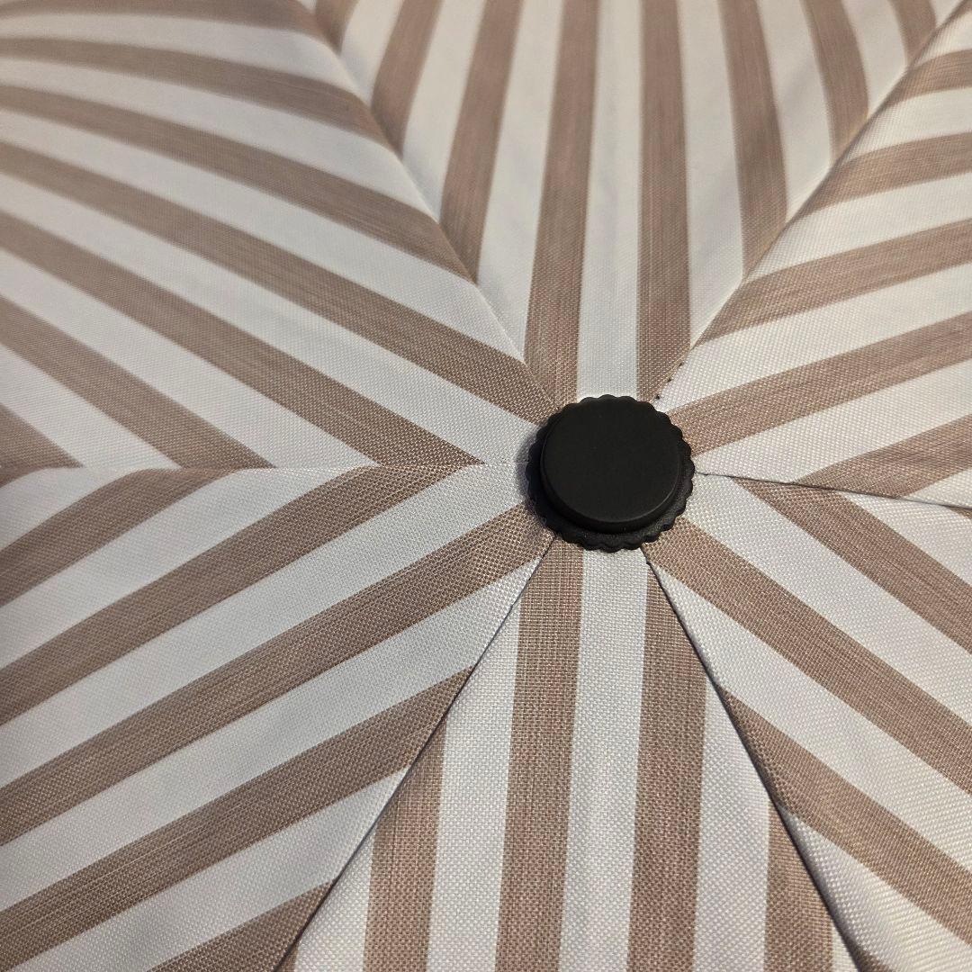 美品　サンバリア　100　折り畳み傘　日傘　ストライプ　モカ　二段折り