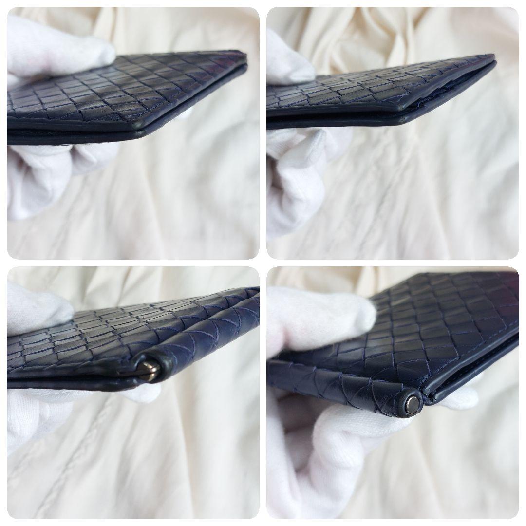 syunさま専用ボッテガ ヴェネタ マネークリップ イントレチャート 紺 革 札