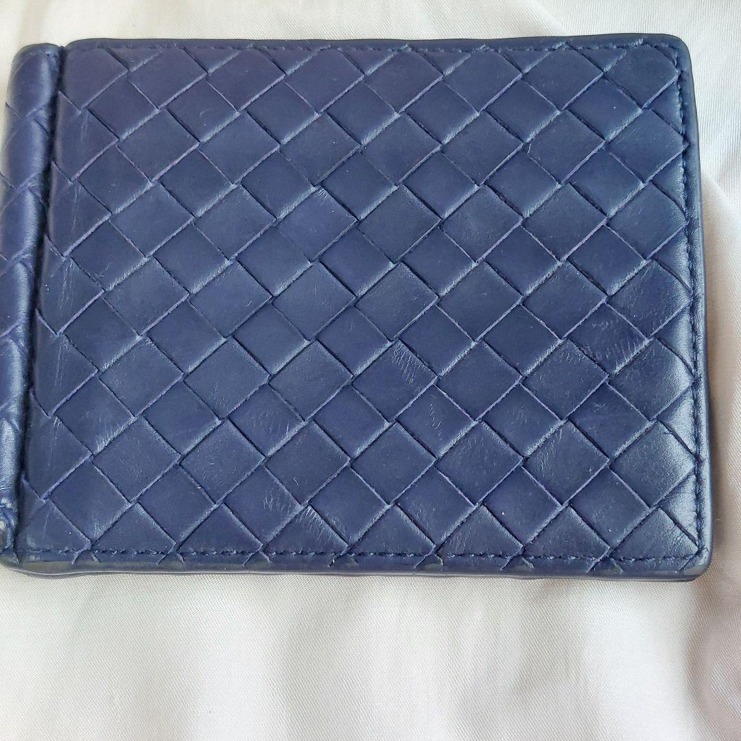 syunさま専用ボッテガ ヴェネタ マネークリップ イントレチャート 紺 革 札