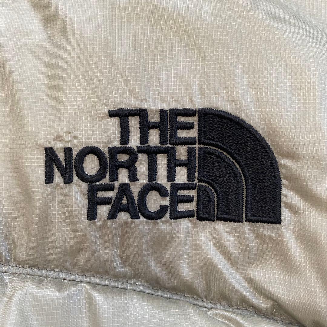 美品★THE NORTH FACE ダウンベスト 刺繍ロゴ ベージュ L