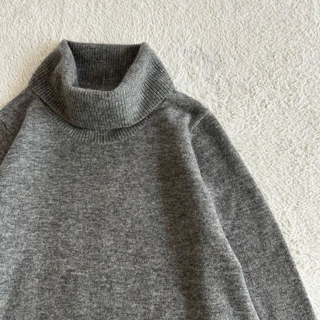 美品 レリアン カシミヤ100 タートルネックニットチュニック ロング丈ニット