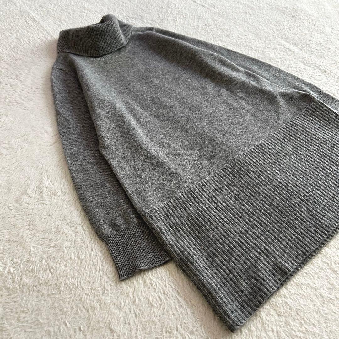 美品 レリアン カシミヤ100 タートルネックニットチュニック ロング丈ニット