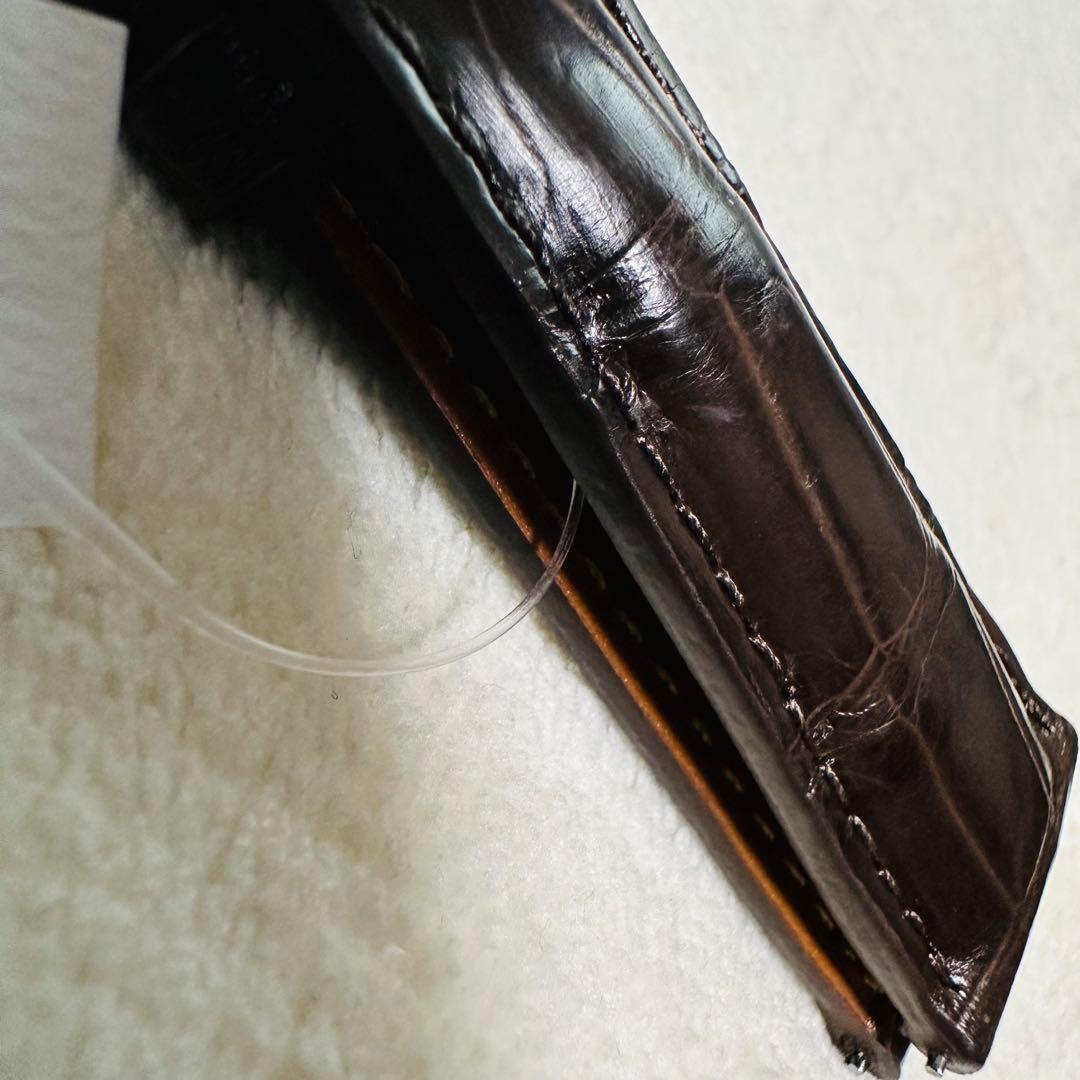 6009#20mm-16mmダークブラウン★本物クロコダイルベルト★スイス製