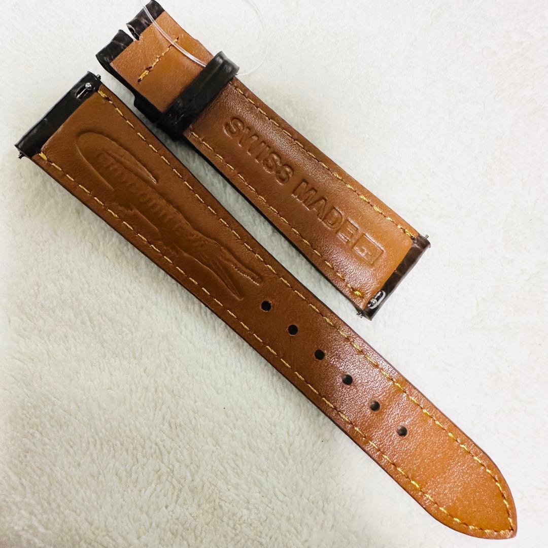 6009#20mm-16mmダークブラウン★本物クロコダイルベルト★スイス製