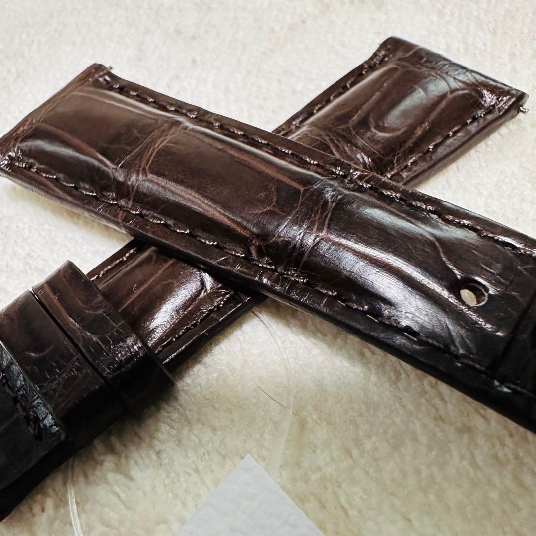 6009#20mm-16mmダークブラウン★本物クロコダイルベルト★スイス製