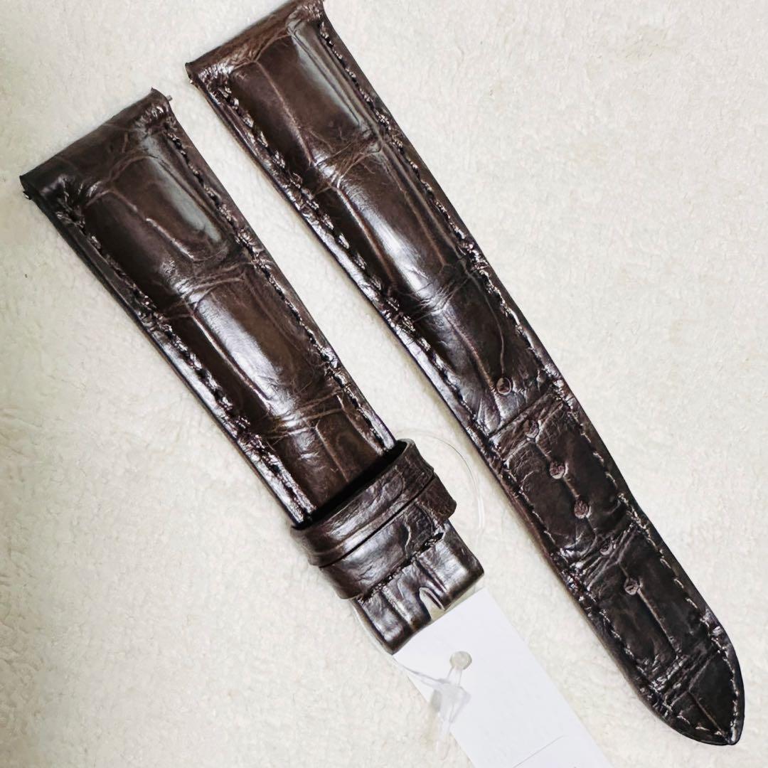 6009#20mm-16mmダークブラウン★本物クロコダイルベルト★スイス製