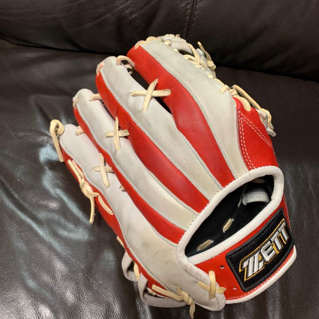 ZETT Pro Model 軟式外野用グローブ レッド/ホワイト　赤星