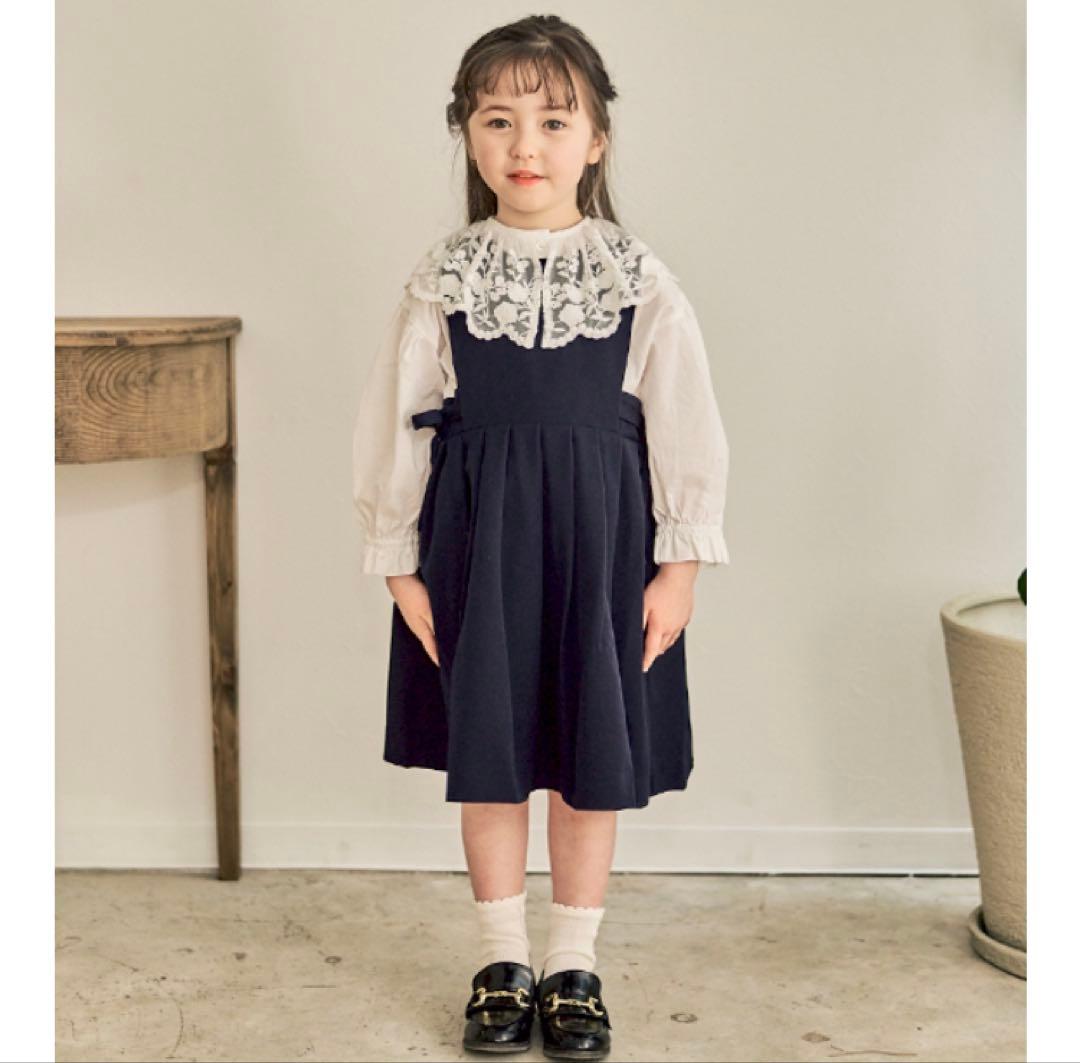 Coquette(コケット) レース襟ブラウス＋サイドリボンジャンパースカート