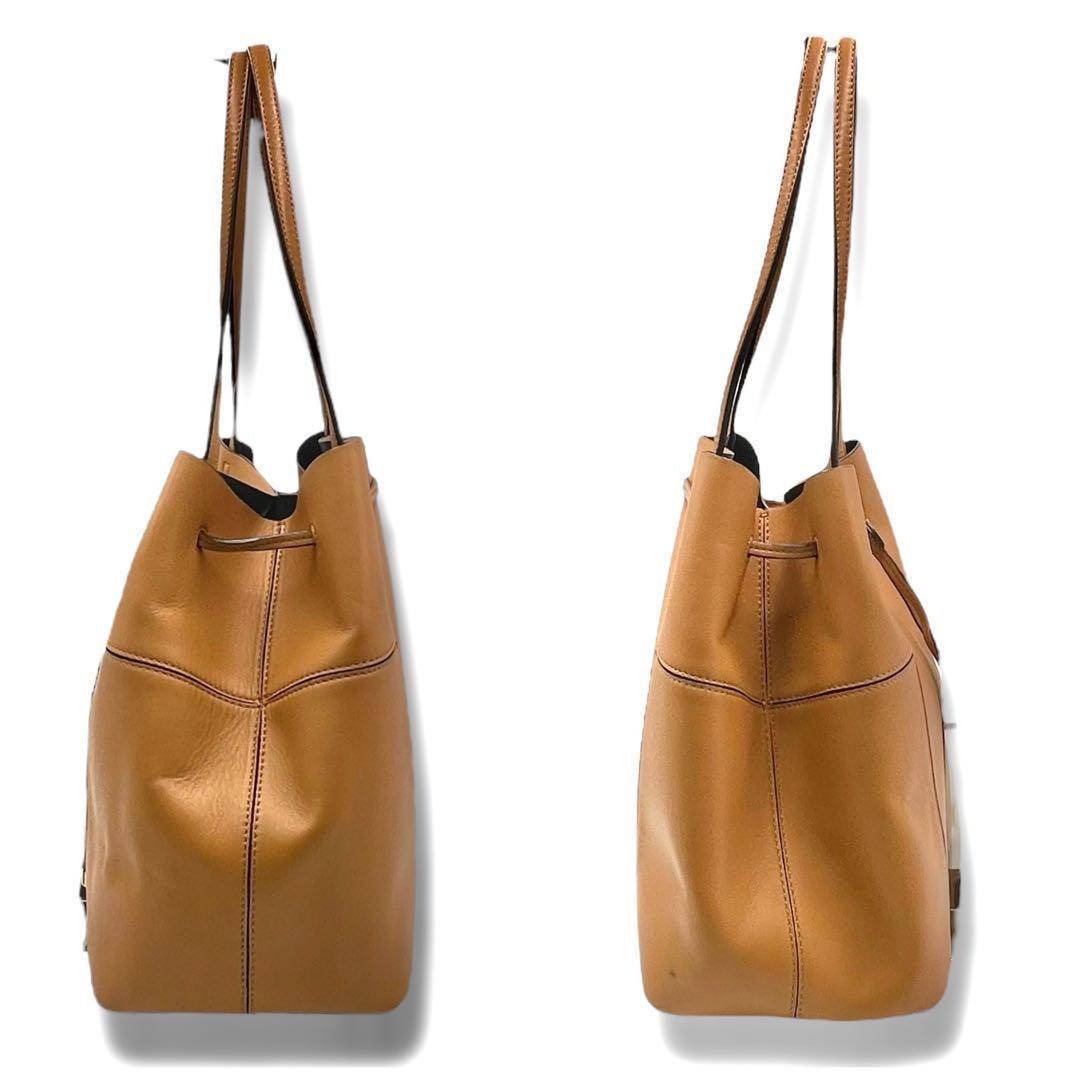 極美品 トリーバーチ ブロックT トートバッグ バケット 巾着 茶色