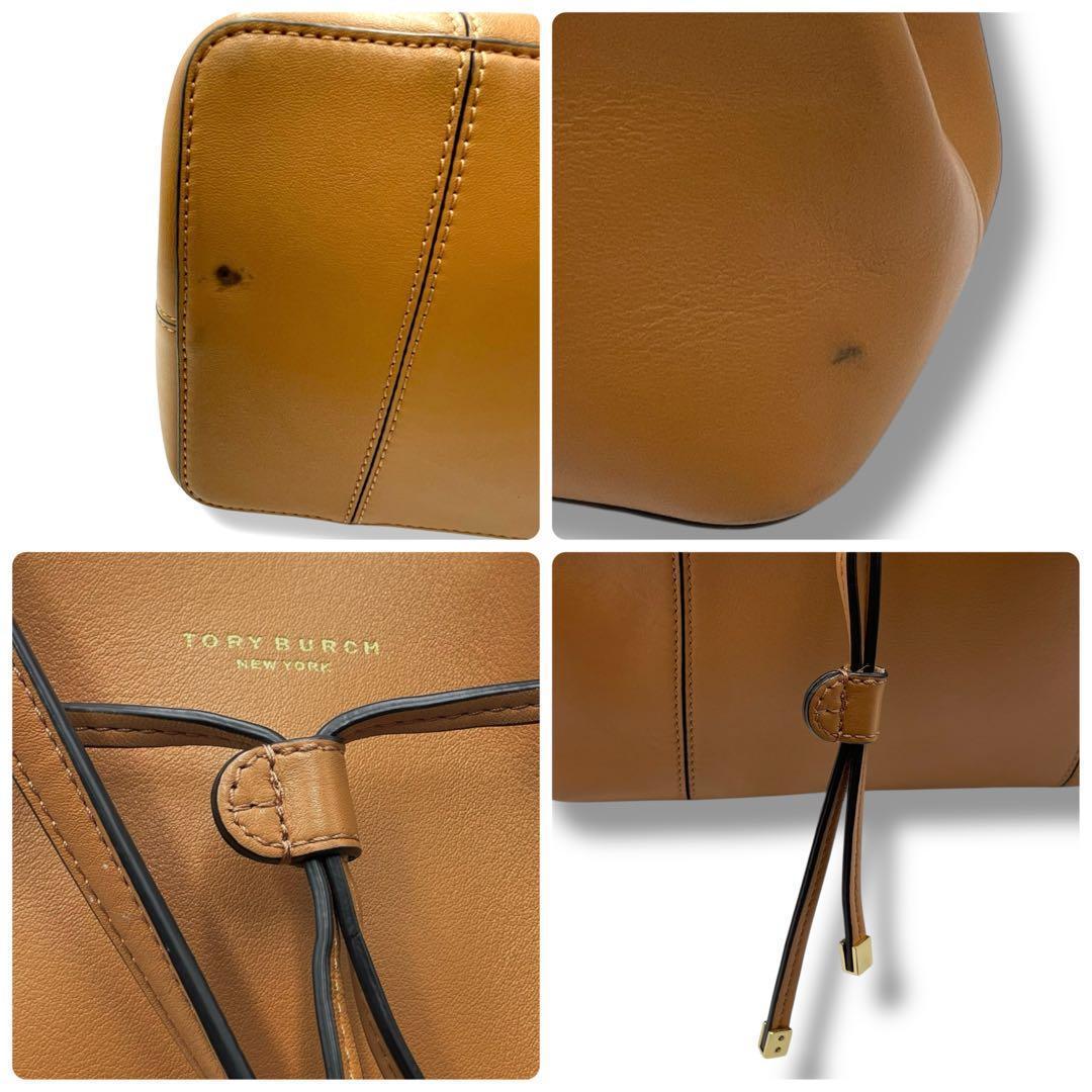 極美品 トリーバーチ ブロックT トートバッグ バケット 巾着 茶色