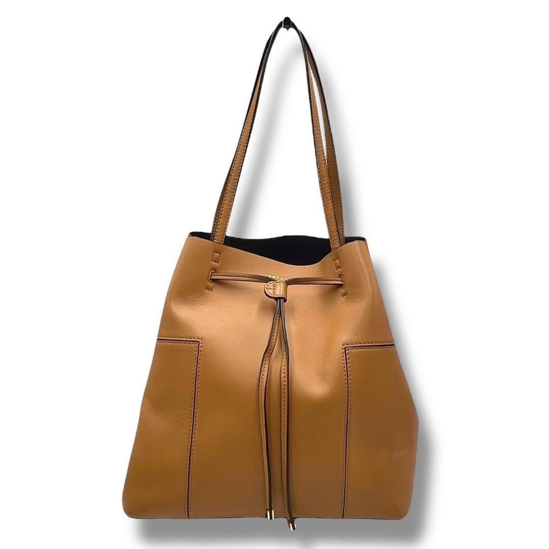 極美品 トリーバーチ ブロックT トートバッグ バケット 巾着 茶色