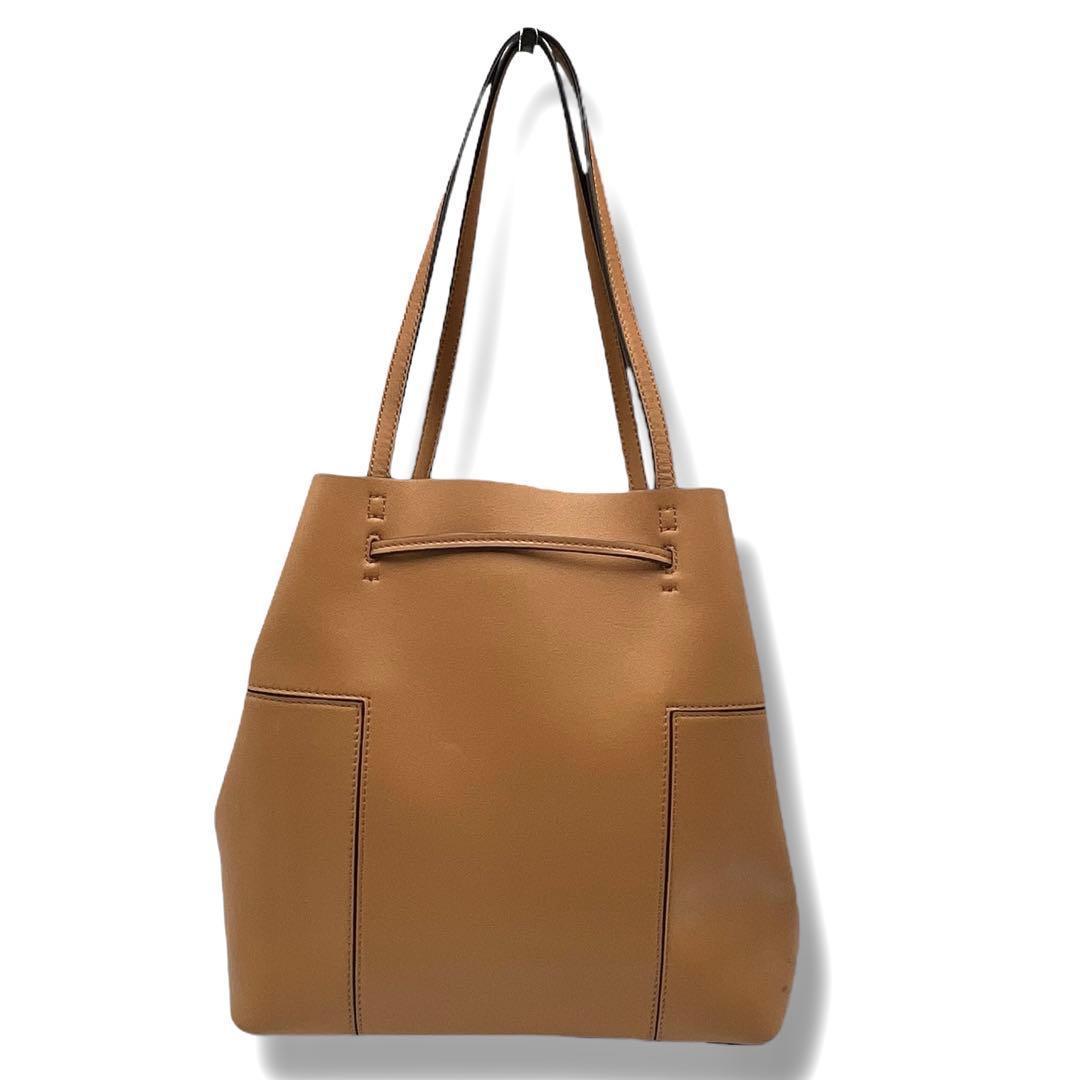 極美品 トリーバーチ ブロックT トートバッグ バケット 巾着 茶色