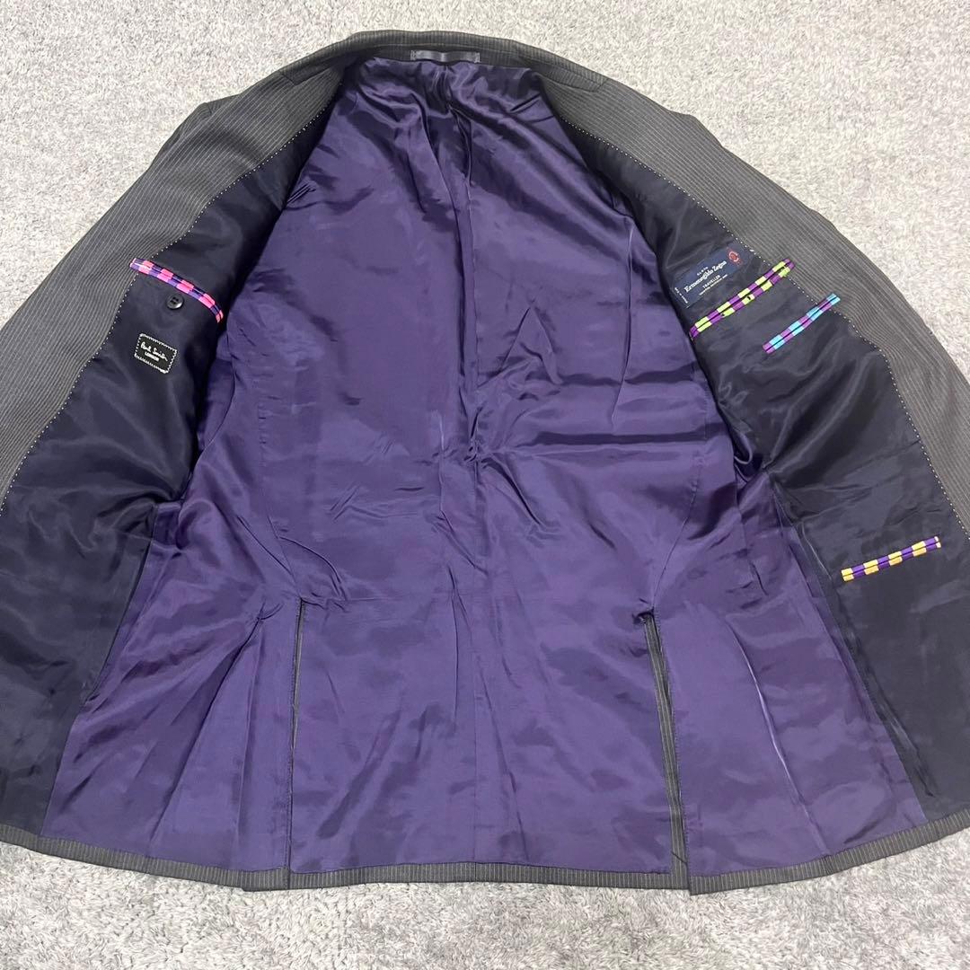 ポールスミス×高級生地ゼニア スーツ セットアップ マルチストライプ グレー