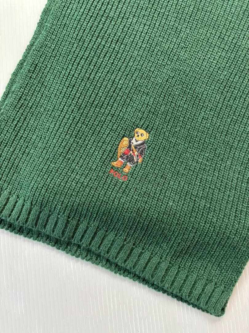 残り2枚箱入り今季ベア新品　ラルフローレン　マフラー　ポロベア　グリーン