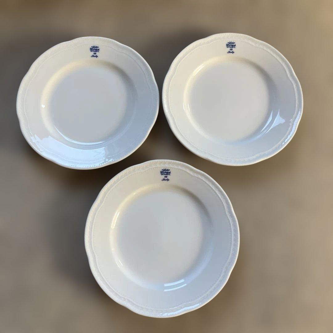 Ginori ジノリ ボンジョルノ ブルーロゴ 1735 ホワイト3枚