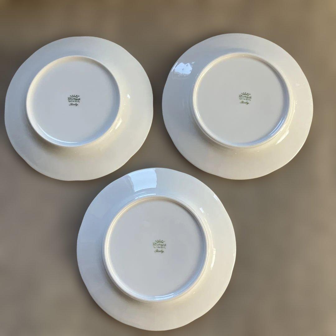 Ginori ジノリ ボンジョルノ ブルーロゴ 1735 ホワイト3枚
