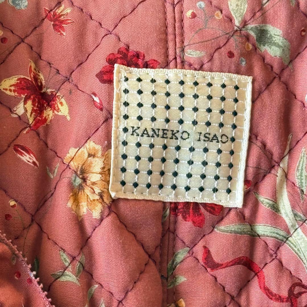 カネコイサオ ノーカラージャケット チェック ピコフリル 裏地キルティングウール