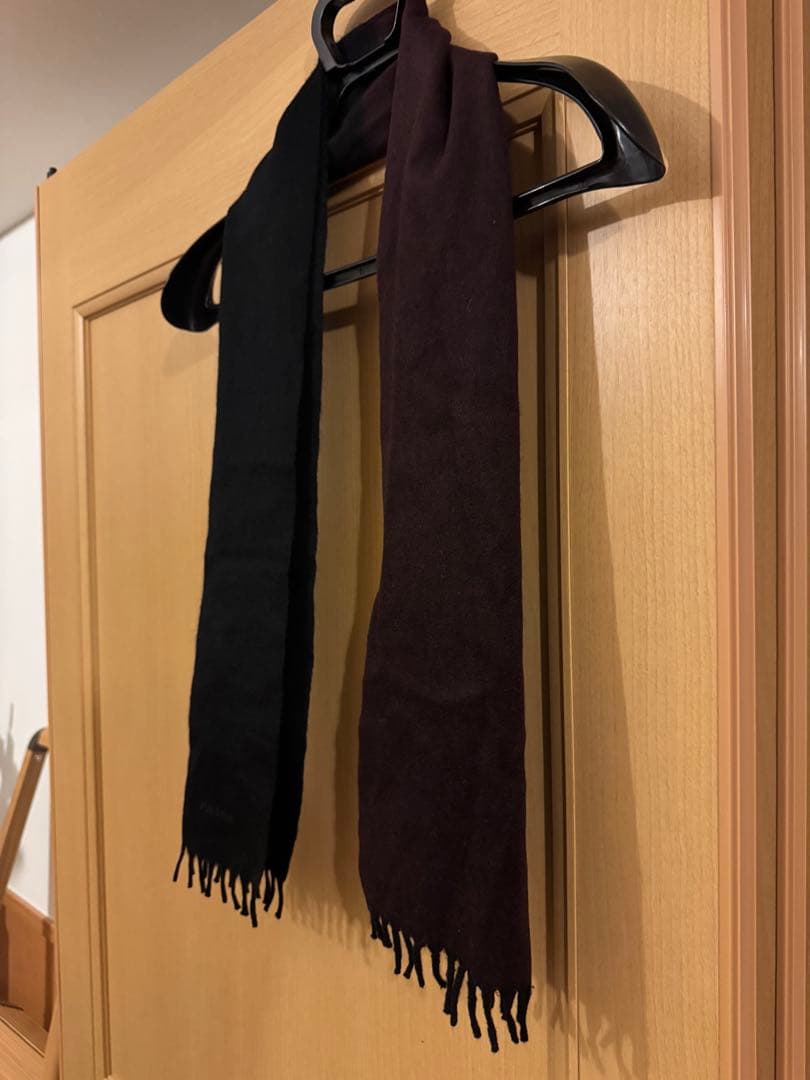 PRADA プラダ カシミヤ 100% マフラー ブラック ボルドー