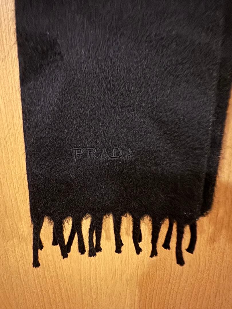 PRADA プラダ カシミヤ 100% マフラー ブラック ボルドー