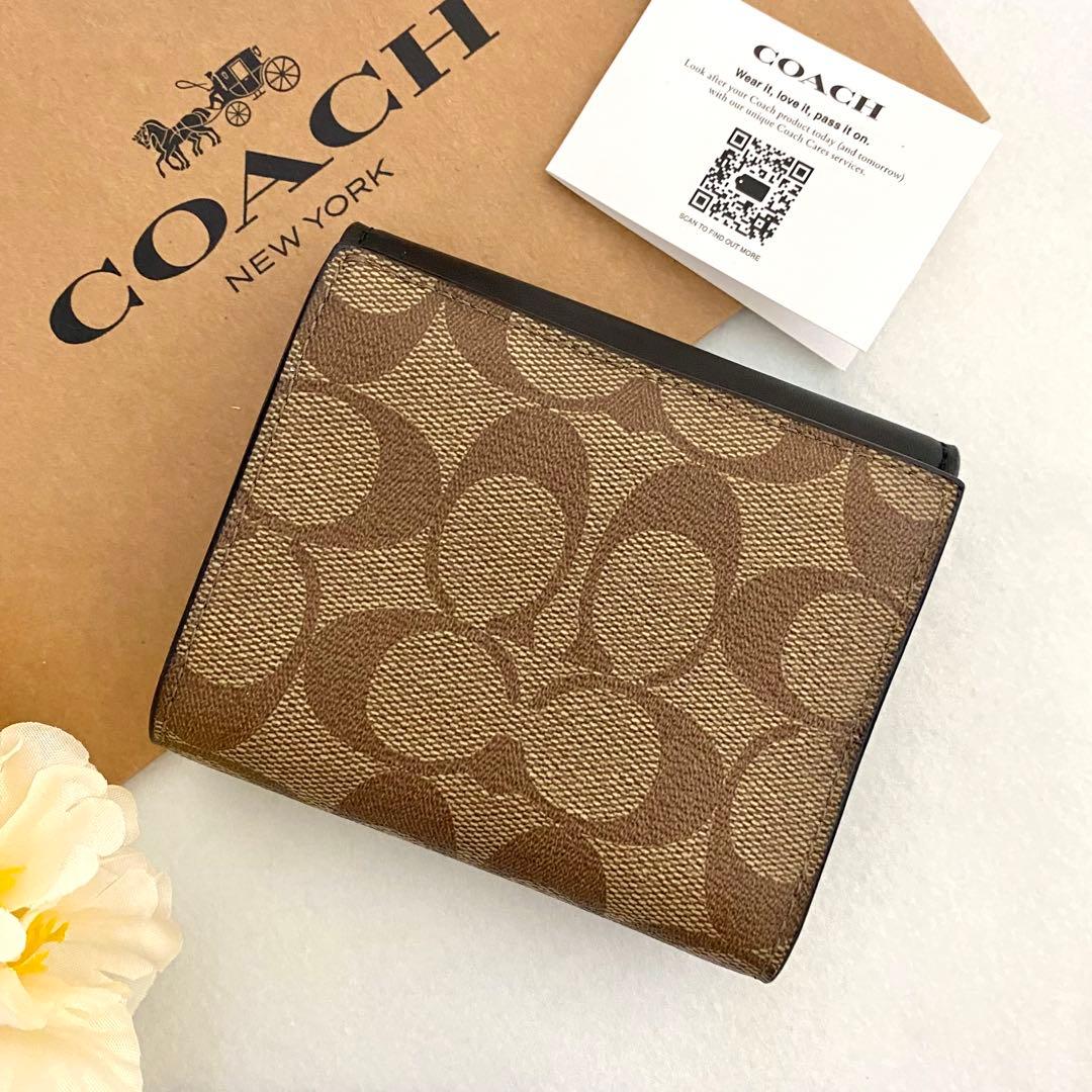 新品　正規品☆COACH コーチ　折り財布 カーキ シグネチャー　二つ折り財布